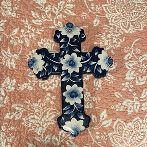Floral Ceramic Cross Decor